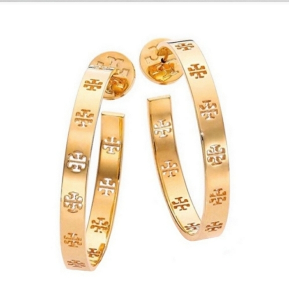 Tory Burch Jewelry - Tory Burch Pierced T Hoop Earrings